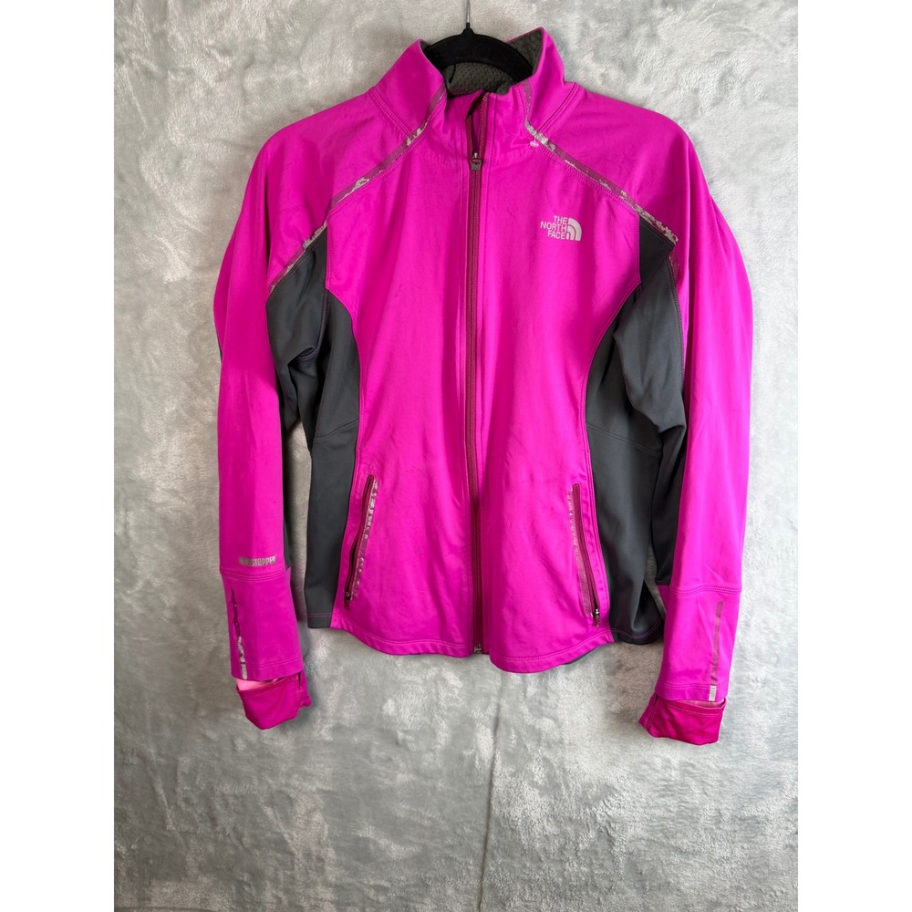 THE NORTH FACE FlashDry Jacket Womens Large Pink Gray Running Full Zip